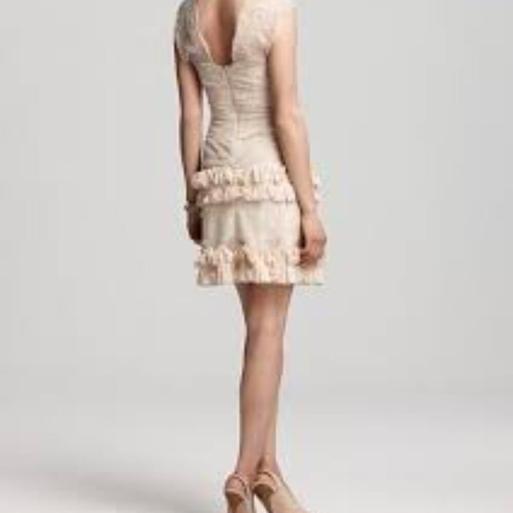 Bcbg Max Azria Cream Laced Sleeveless Corset Bodice Dress Size 12 Aglaia View 3